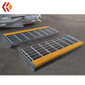Galvanized Steel Stair Tread with Yellow Abrasive Anti-slip Nosing at Factory Price
